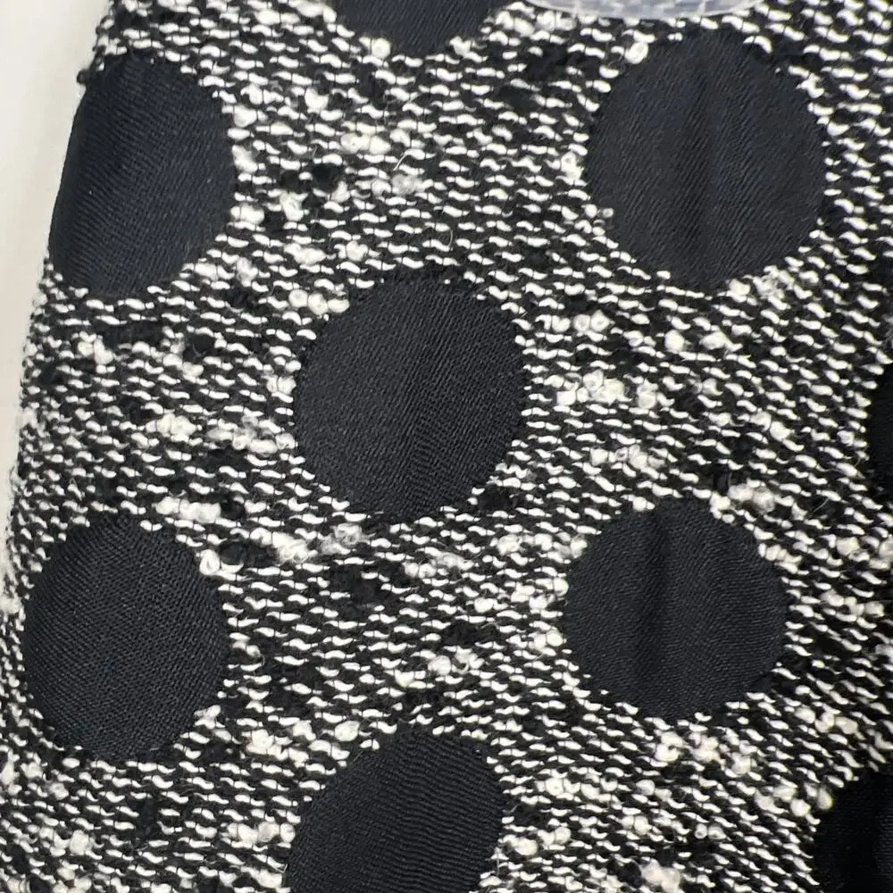 J. McLaughlin Black Cream Polka Dot Tweed Lined Pencil Skirt Size‎ 10